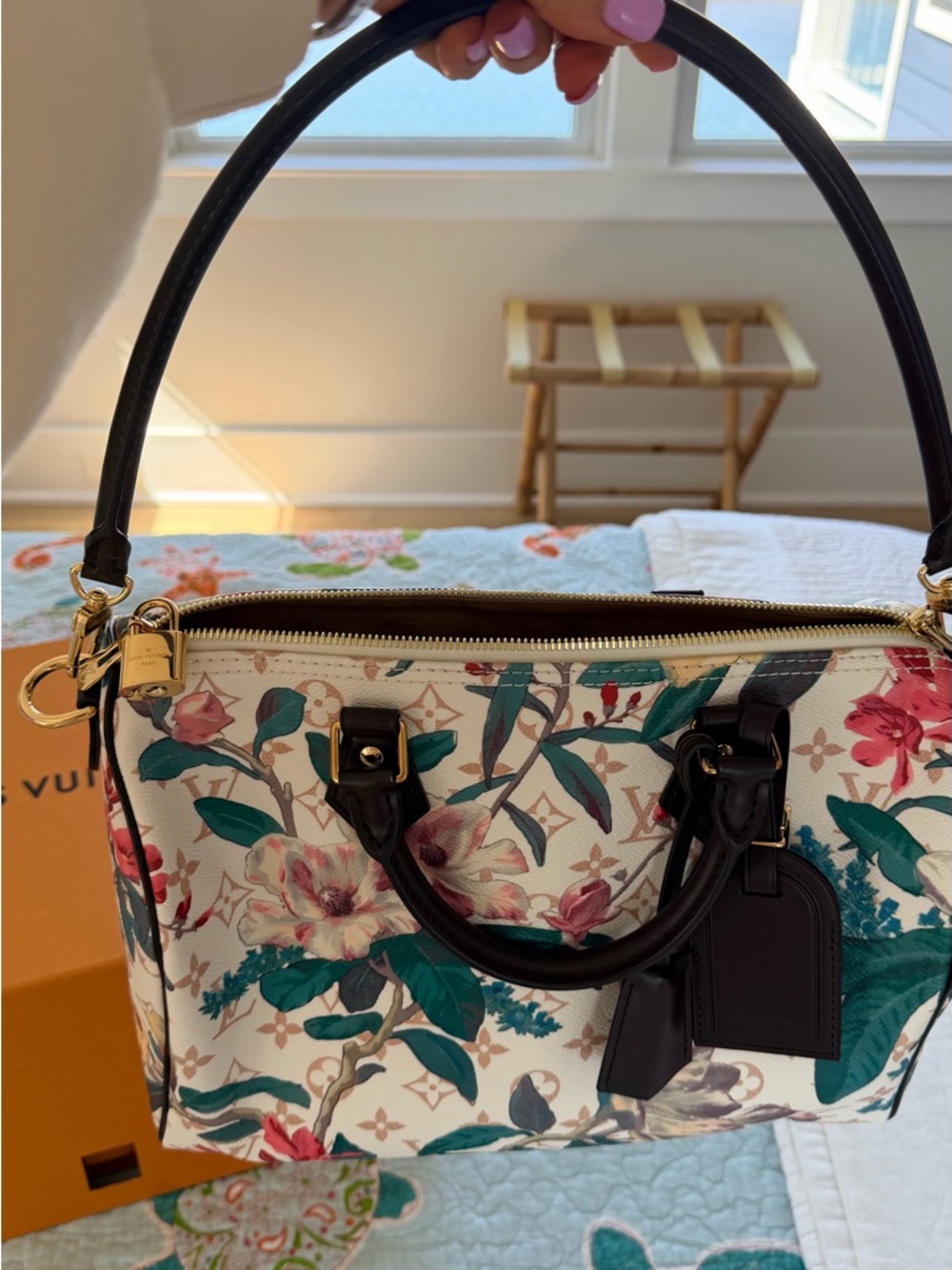 NWT...Louis Vuitton Soft Speedy 30 Eden White with Green and Pink Accents - Picture 10 of 15